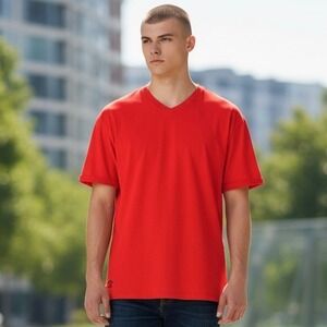 Umbro Men's Red V-Neck Performance Athletic T-Shirt Size Small Short Sleeve NWOT